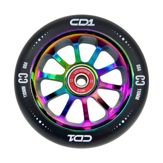 CORE CD1 SPOKED STUNT SCOOTER WHEEL 110MM - BLACK/NEOCHROME
